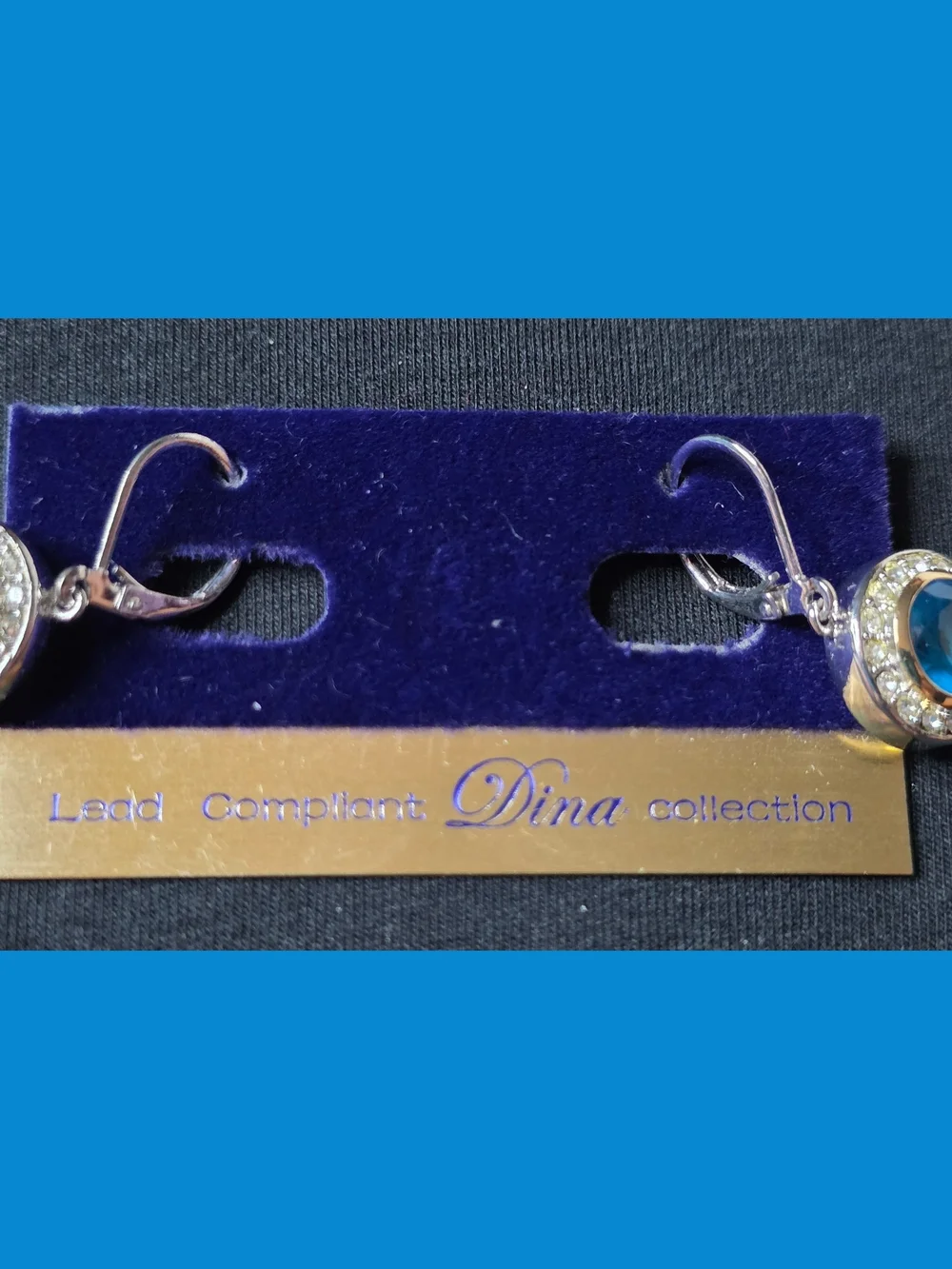 Blue Crystal Halo Drop Earrings